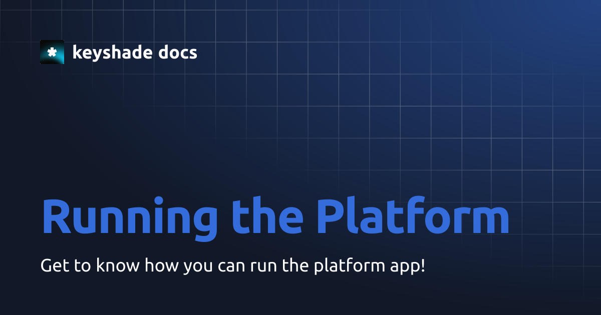 Running the Platform | keyshade docs